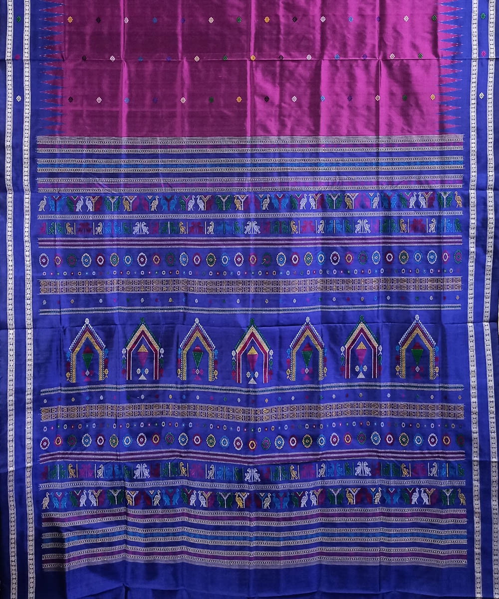 Purple Blue Handwoven Dolabedi Silk Saree Image 2