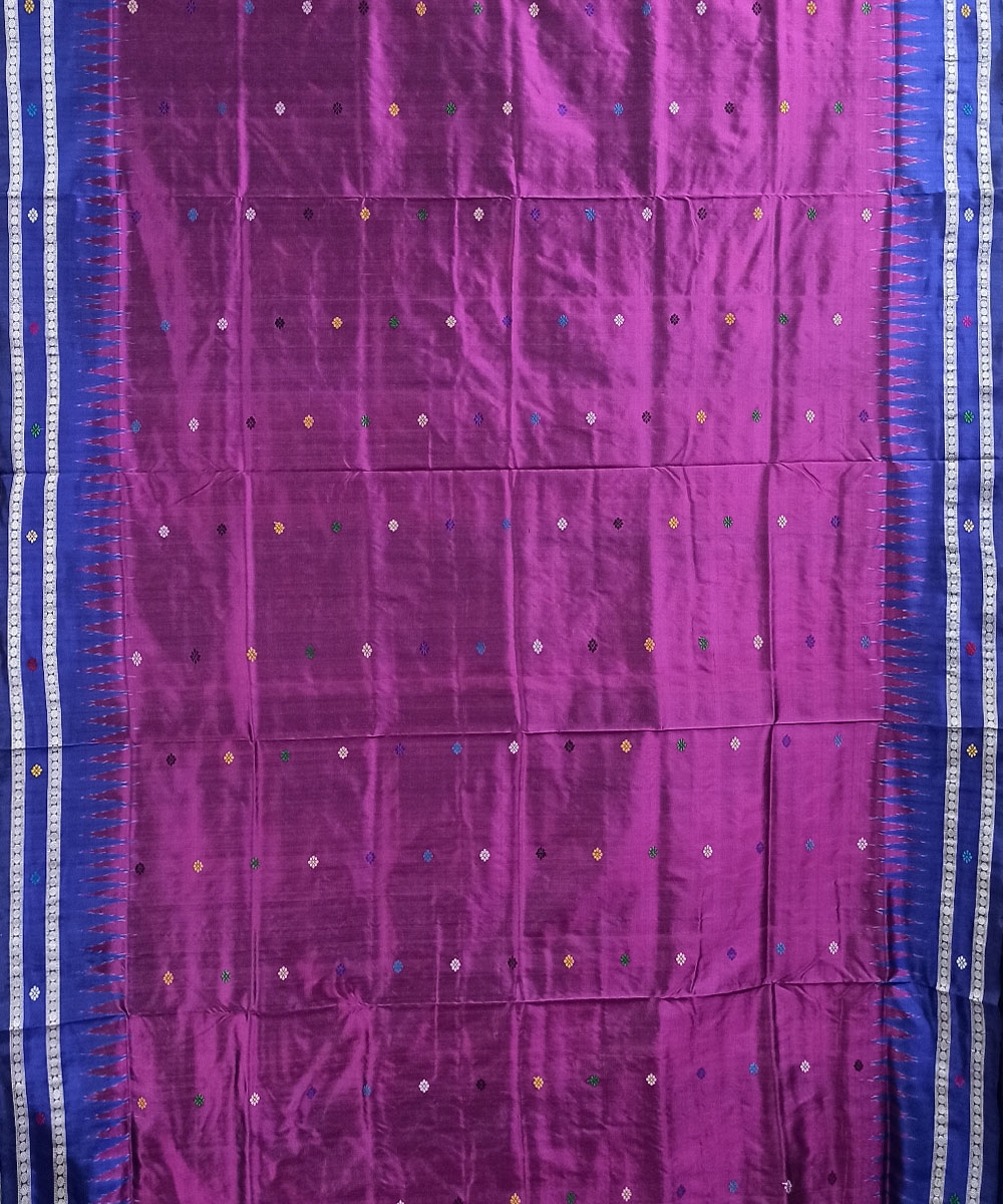 Purple Blue Handwoven Dolabedi Silk Saree Image 3