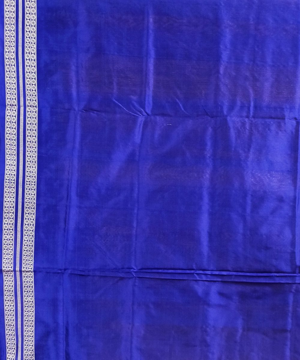 Yellow Blue Handwoven Bomkai Silk Saree Image 4