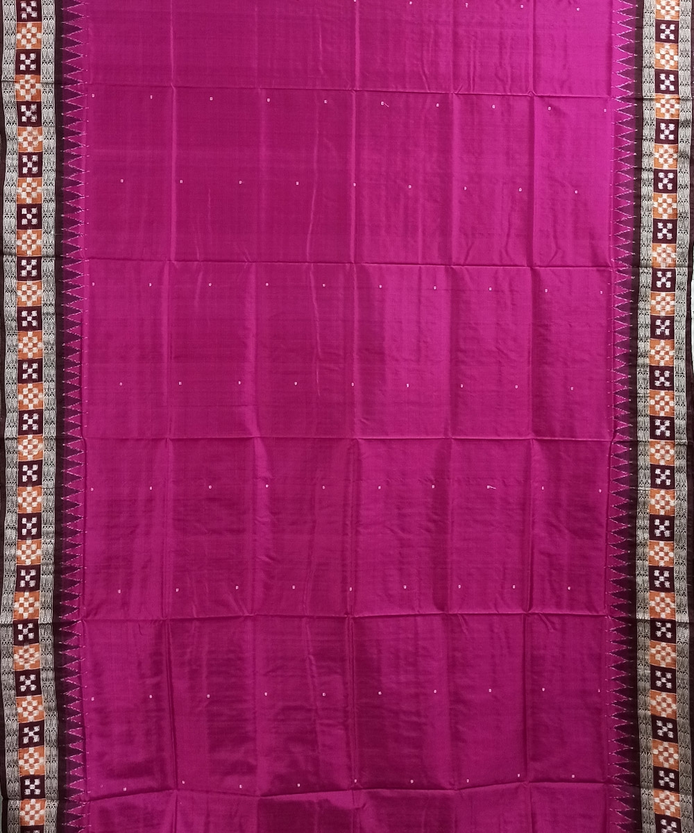 Pink Coffee Handwoven Border Sakta Silk Saree Image 3