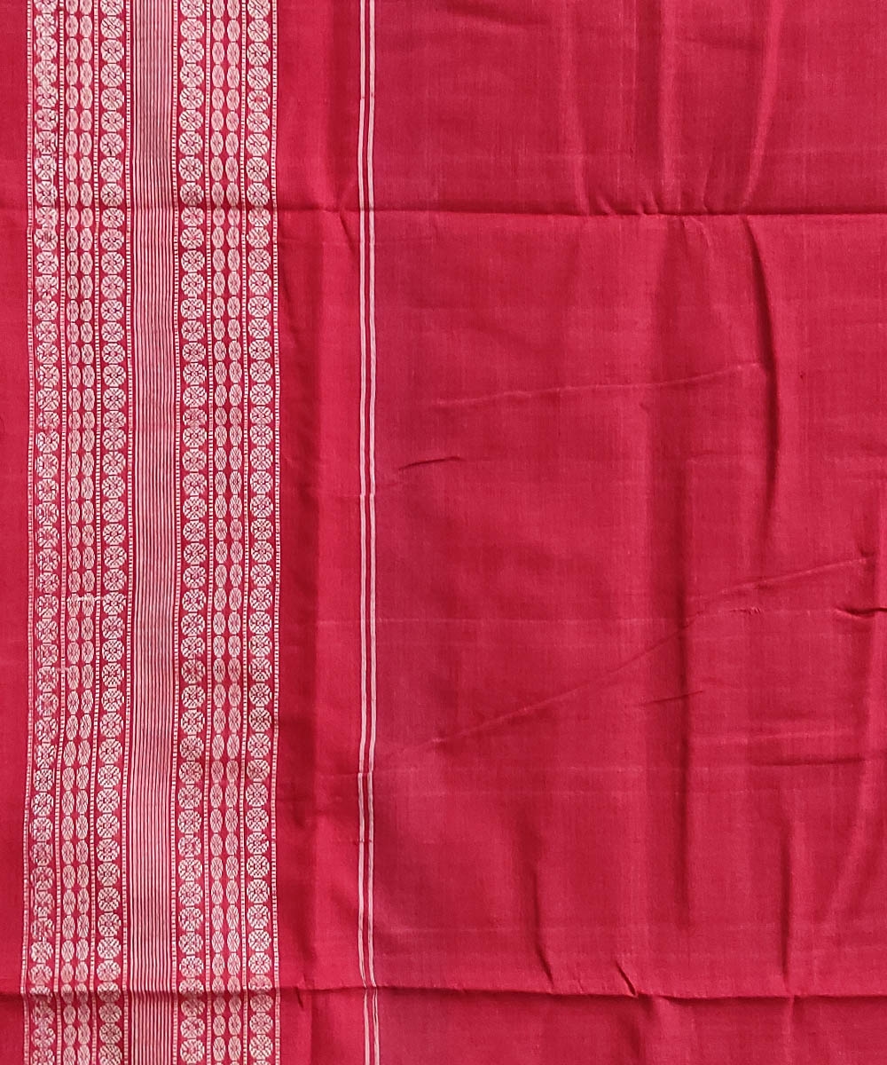 Maroon Red Sambalpuri Handwoven Single Ikat Cotton Saree Image 4