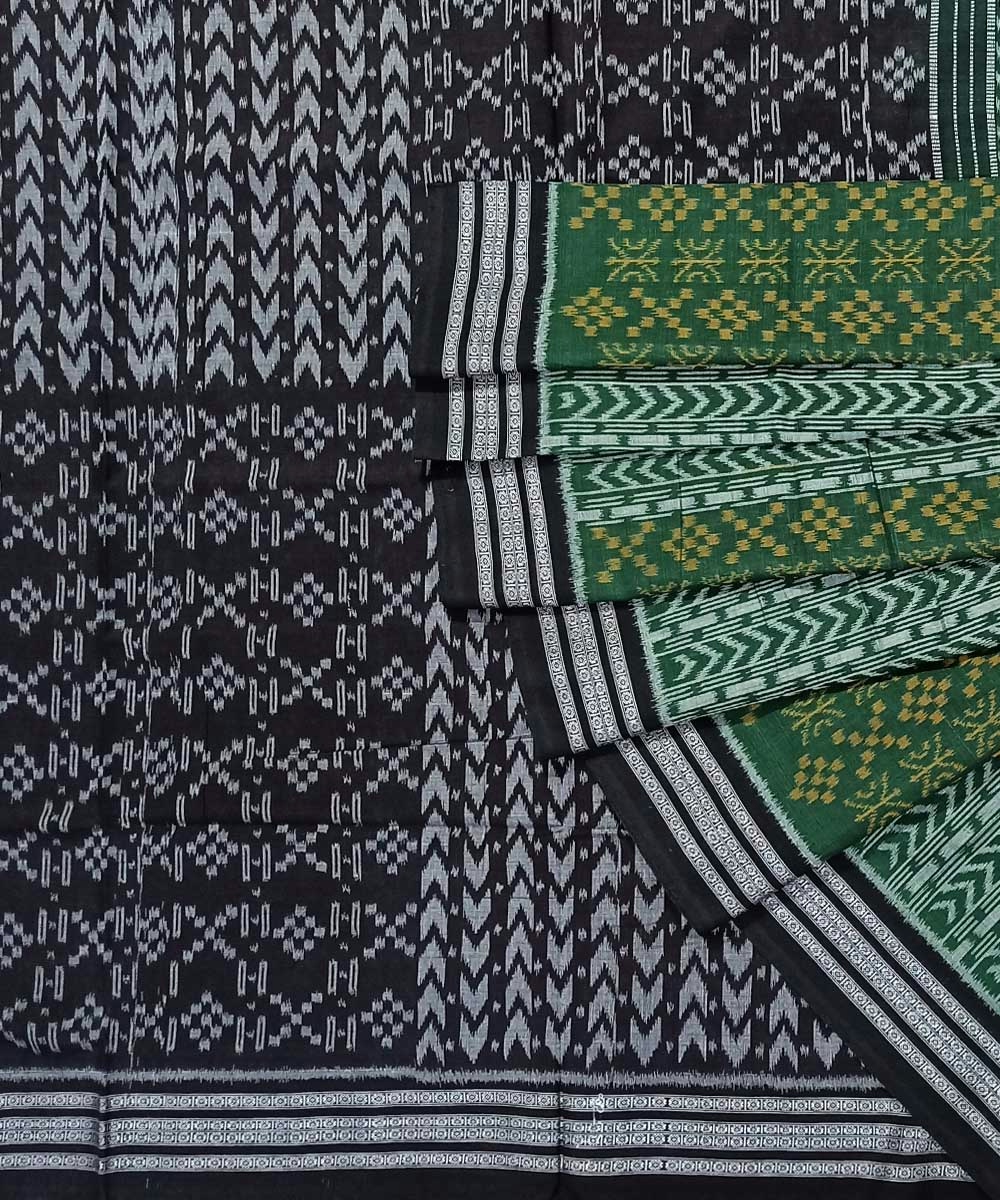 Green Black Nuapatna Handwoven Cotton Saree SFCSAR1004