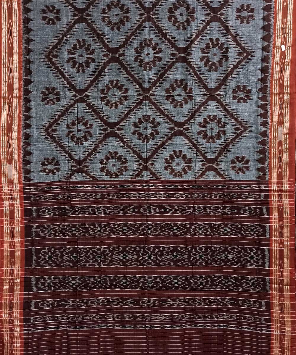 Gray Nuapatna Handwoven Cotton Saree Image 2