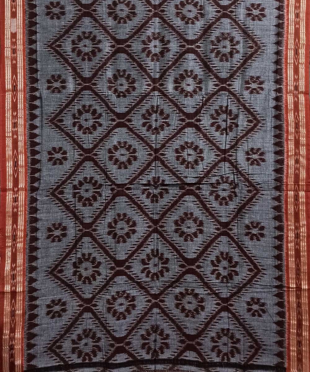 Gray Nuapatna Handwoven Cotton Saree Image 4
