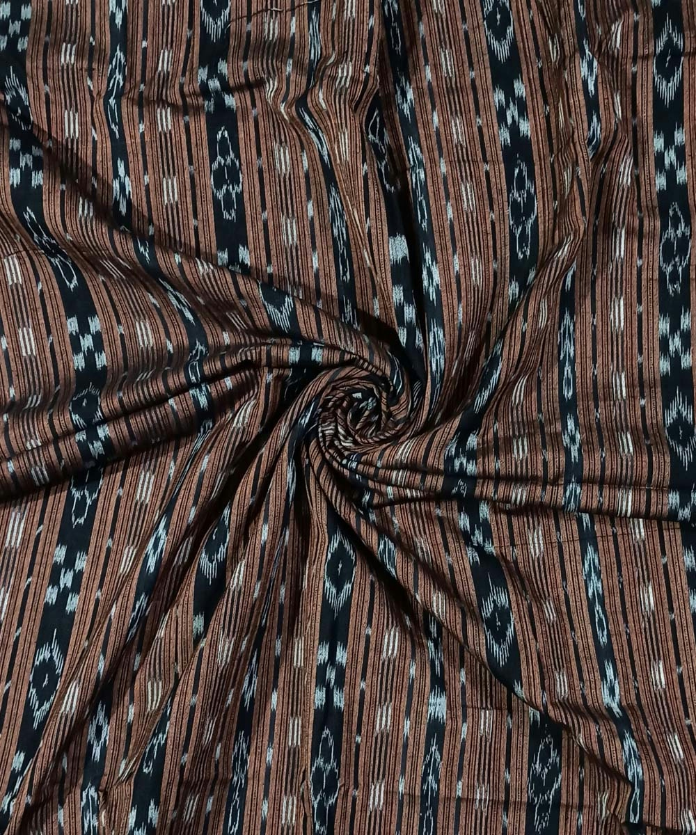 Black Brown Nuapatna Handwoven Ikat Shirting Materials SFCSHI1049