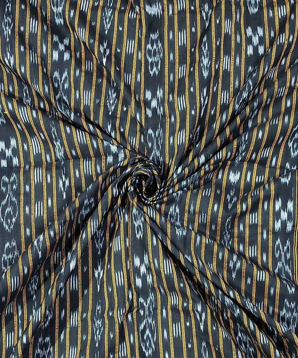 Black Nuapatna Handwoven Ikat Shirting Materials SFCSHI1056