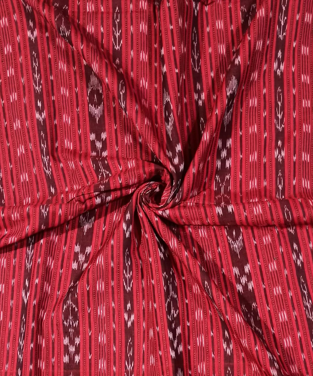 Red Nuapatna Handwoven Ikat Shirting Materials SFCSHI1058
