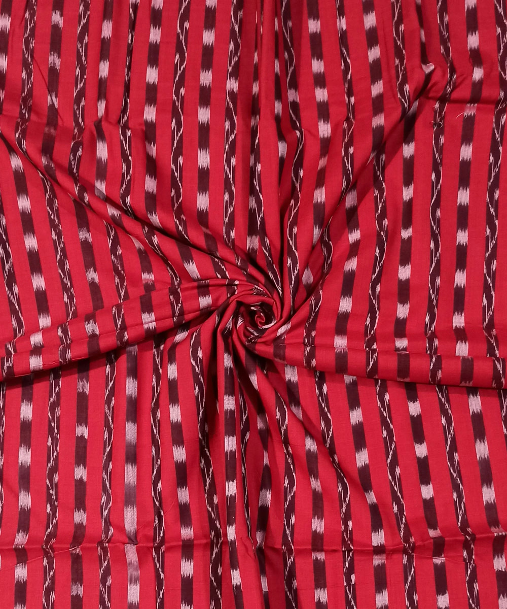 Red Nuapatna Handwoven Ikat Shirting Materials SFCSHI1060