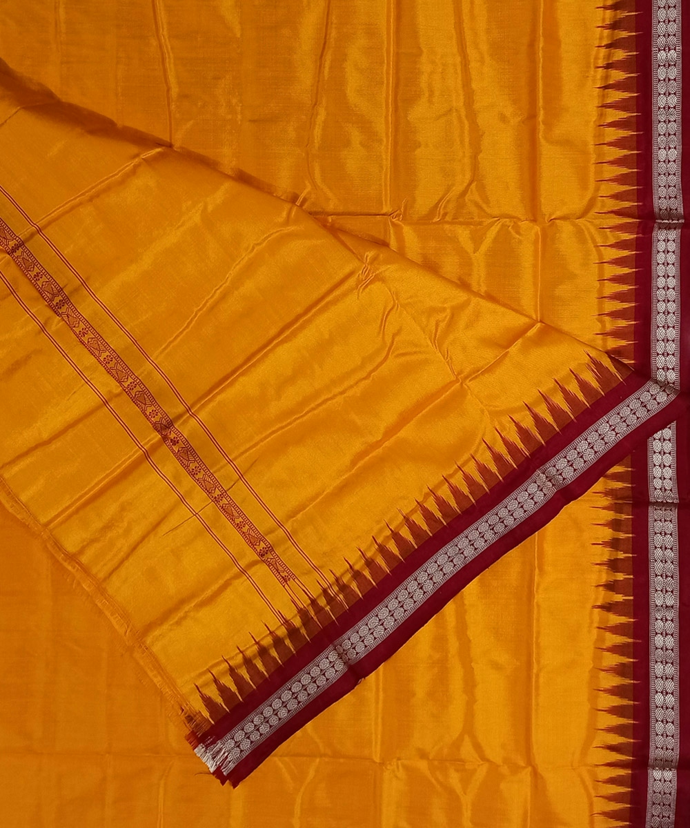 Yellow Sambalpuri Handwoven Ikat Silk Joda SFSJOD1121