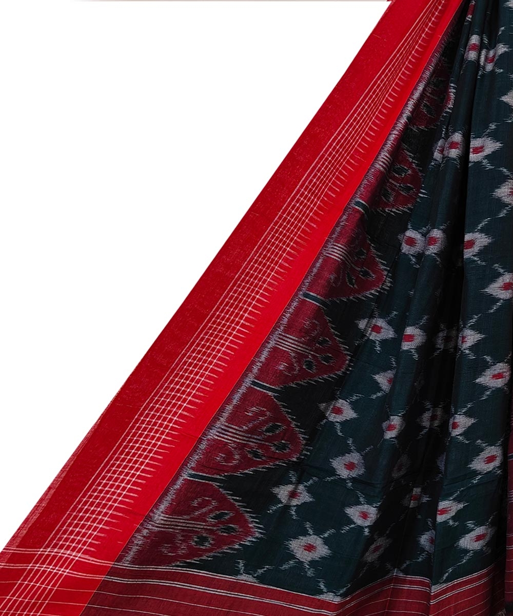 Green Sambalpuri Handwoven Cotton Dupatta SFCDUP1151