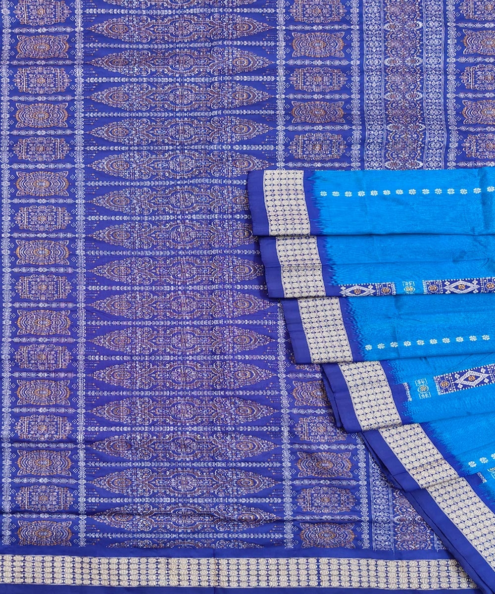 Copper Sulphate Handwoven Bomkei Mix Silk Saree SMSSAR1257