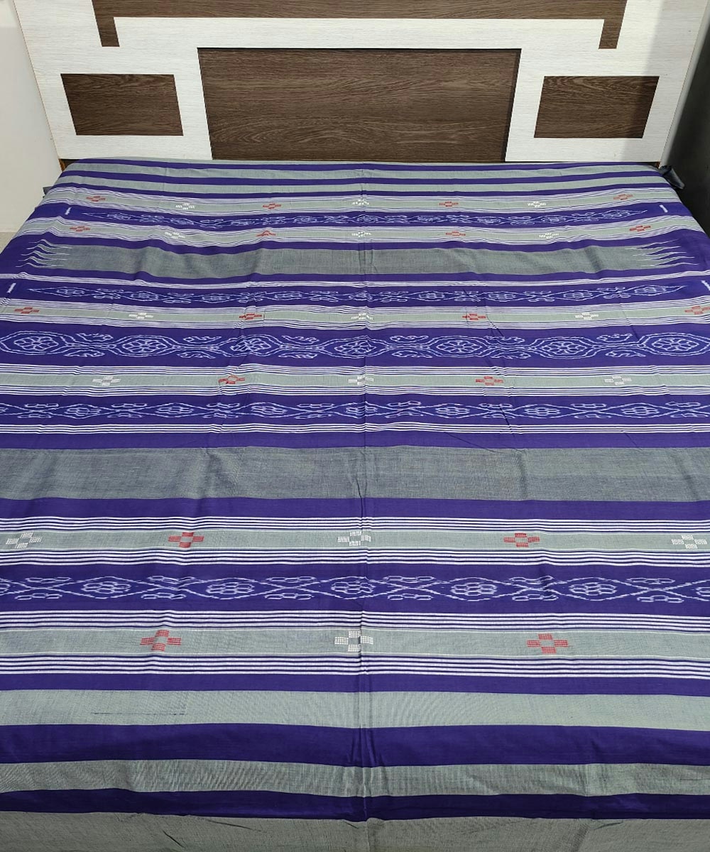 Olive Sambalpuri Handwoven Cotton Double Bed Sheet SMCBED1288
