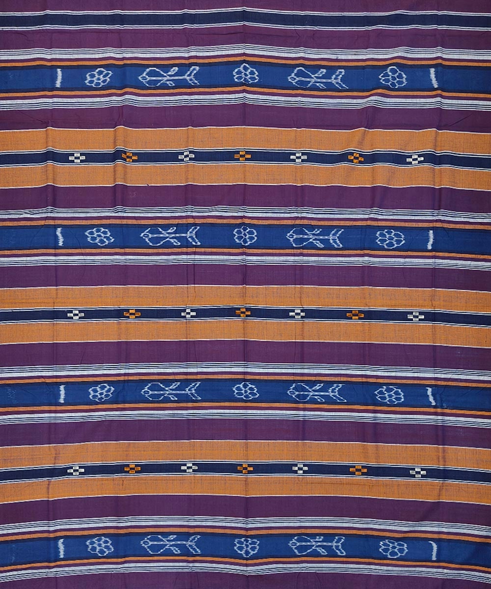 Multicolour Sambalpuri Handwoven Cotton Single Bed Sheet SMCBED1302