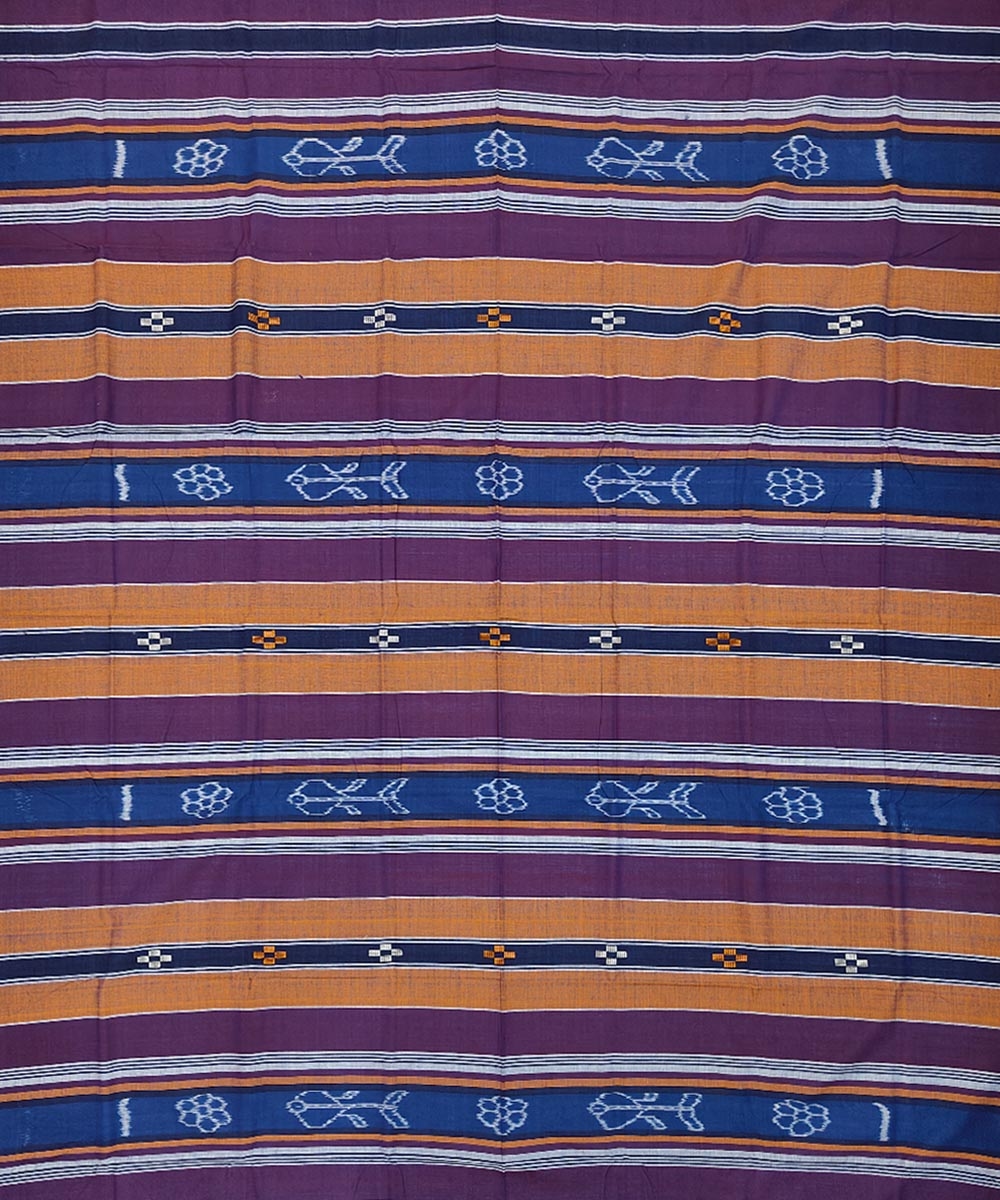 Multicolour Sambalpuri Handwoven Cotton Single Bed Sheet SMCBED1302