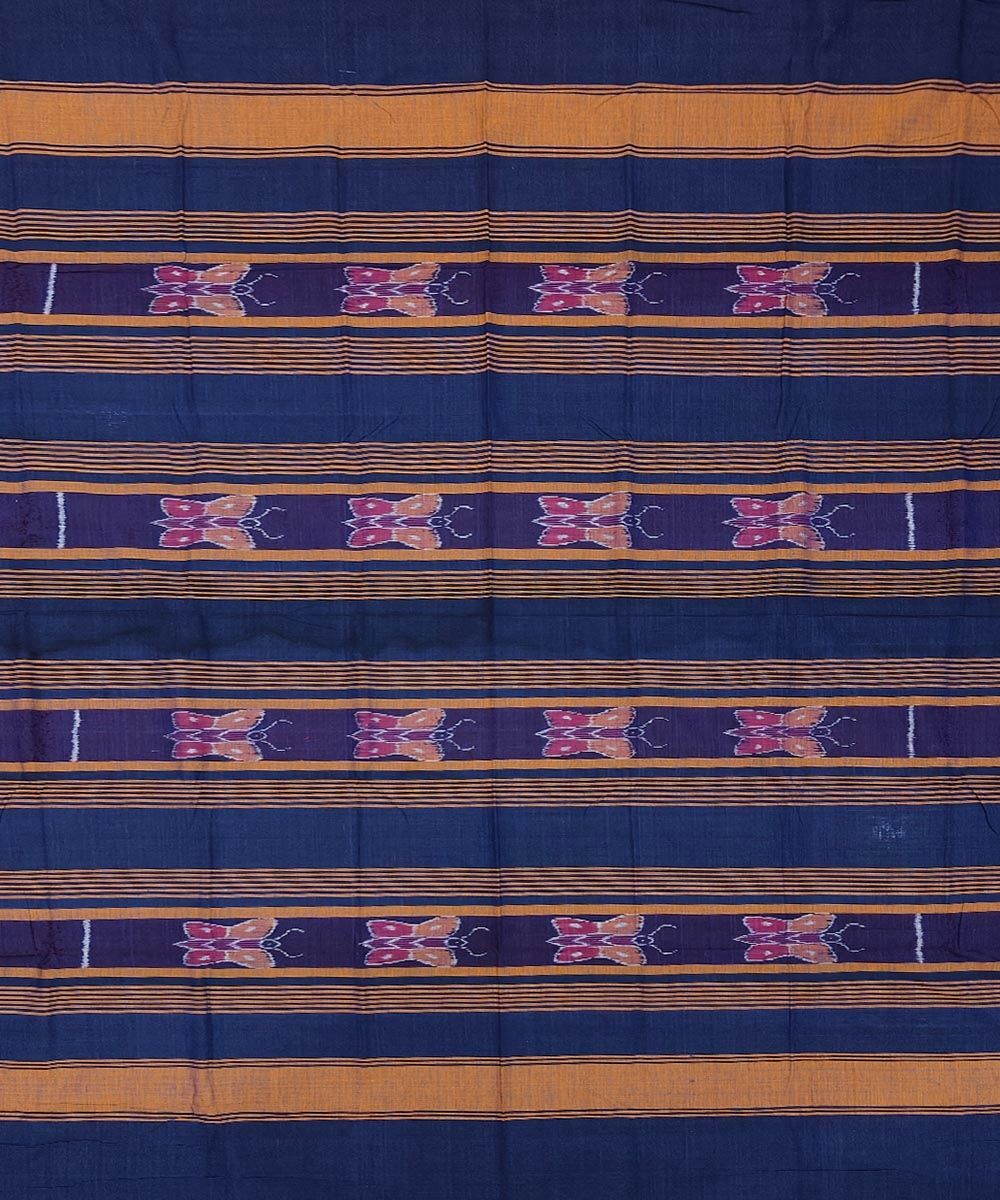 Blue Sambalpuri Handwoven Cotton Single Bed Sheet SMCBED1304