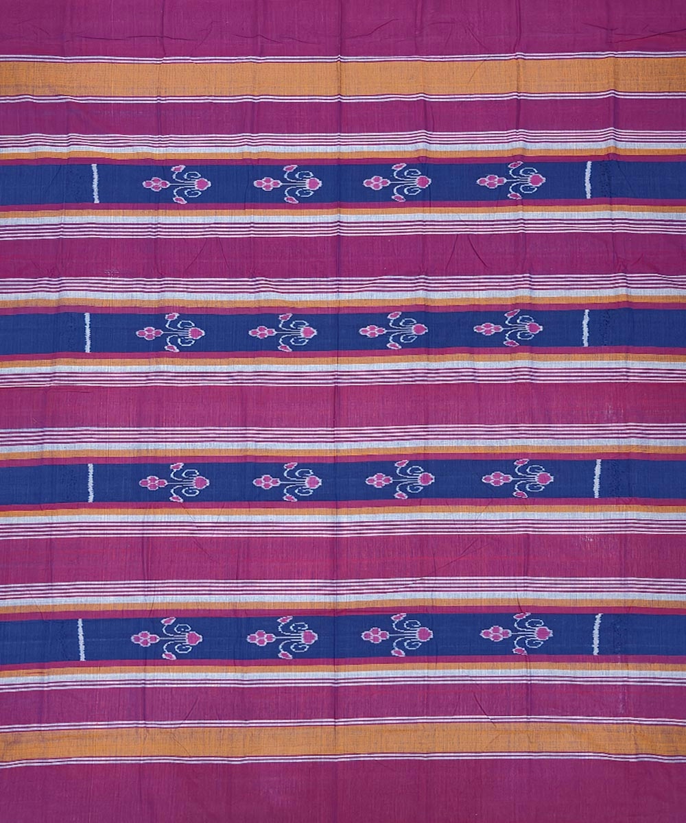 Majenta Sambalpuri Handwoven Cotton Single Bed Sheet SMCBED1307