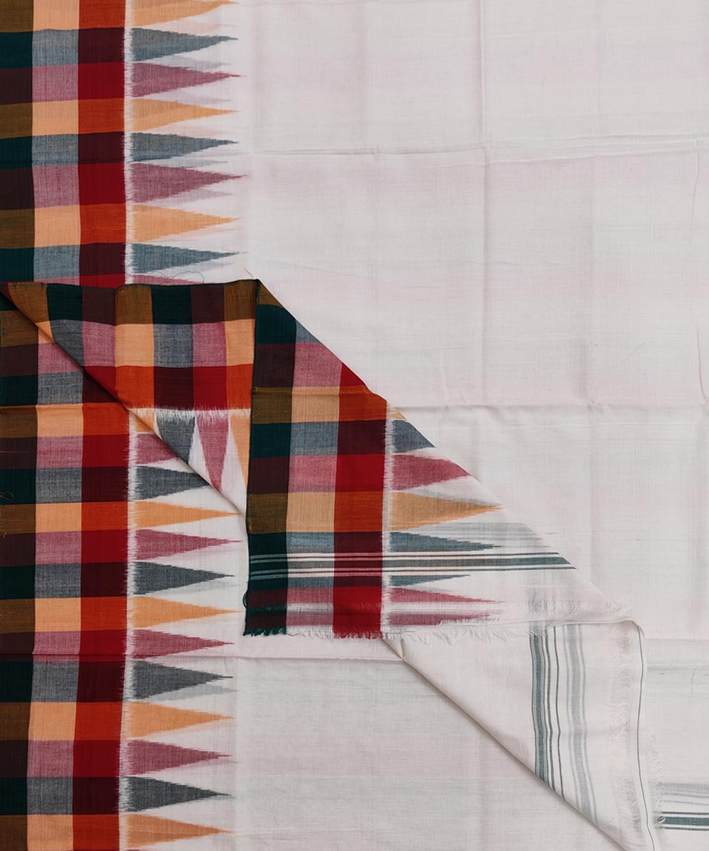 White Sambalpuri Handwoven Ikat Cotton Joda SFCJOD1472