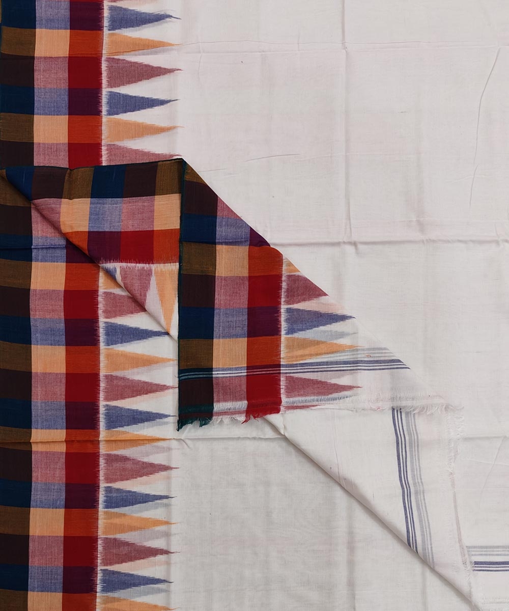White Sambalpuri Handwoven Ikat Cotton Joda SFCJOD1475