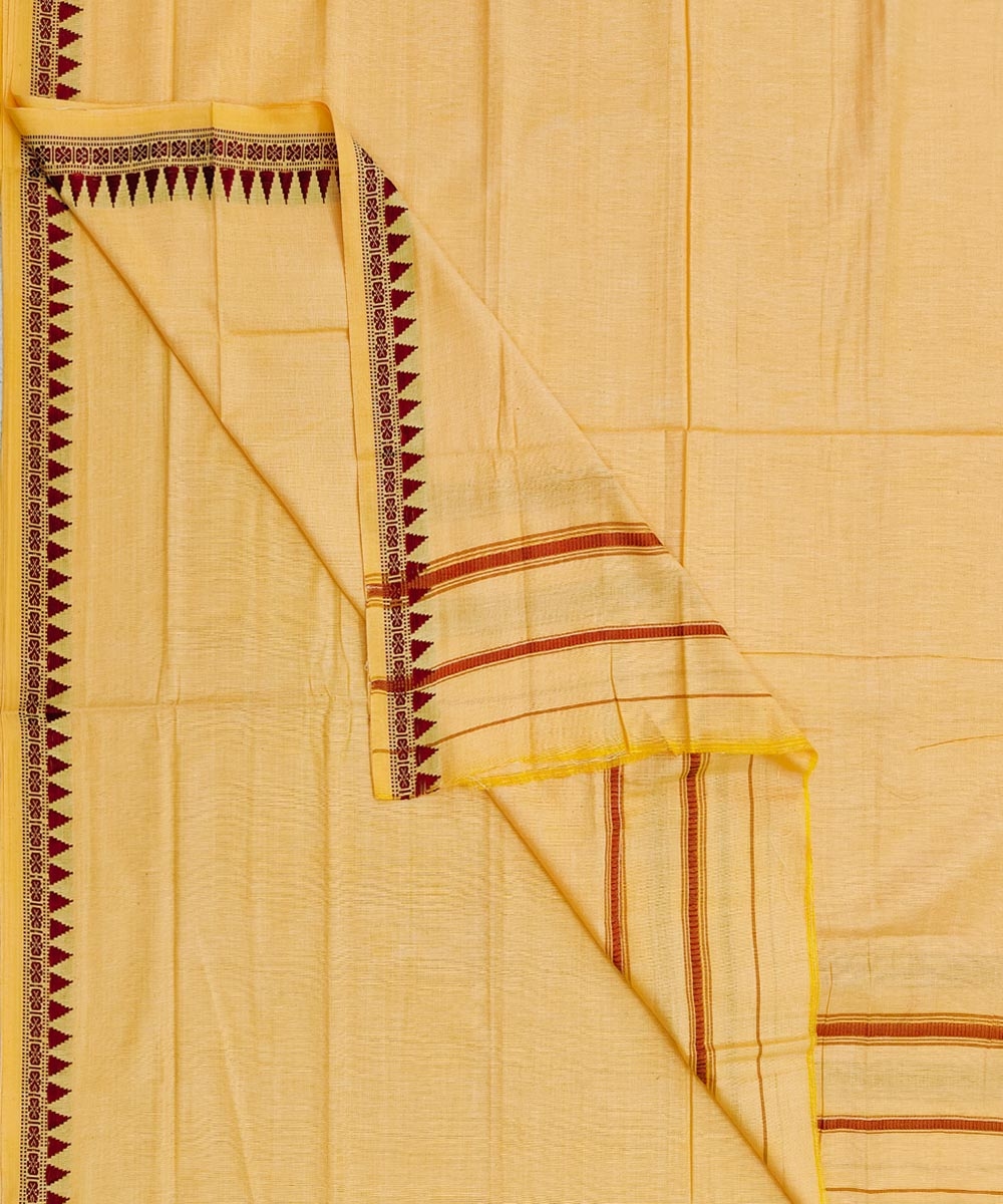 Yellow Sambalpuri Handwoven Ikat Cotton Joda SFSJOD1598