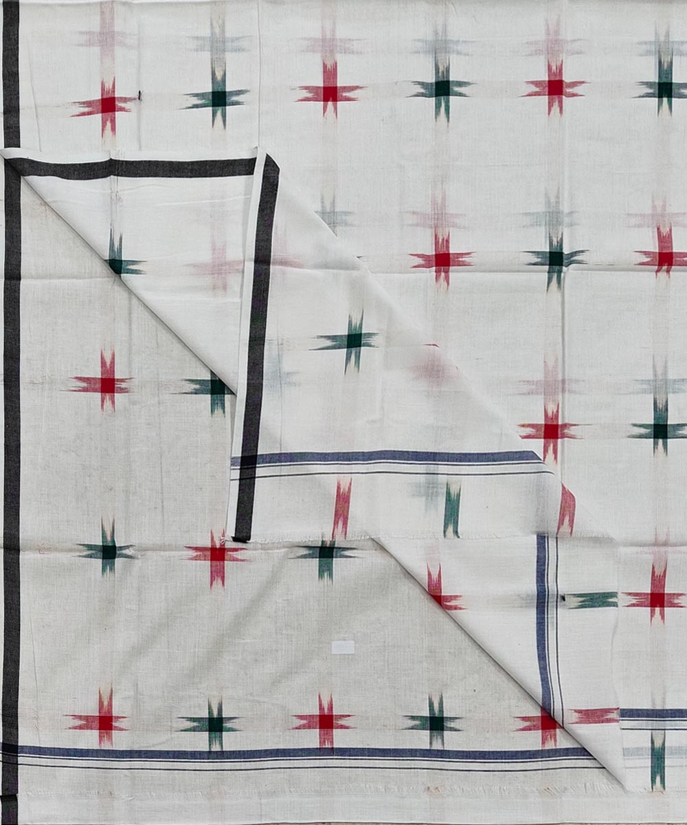 White Red Sambalpuri Handwoven Cotton Lungi SFCLUN2092