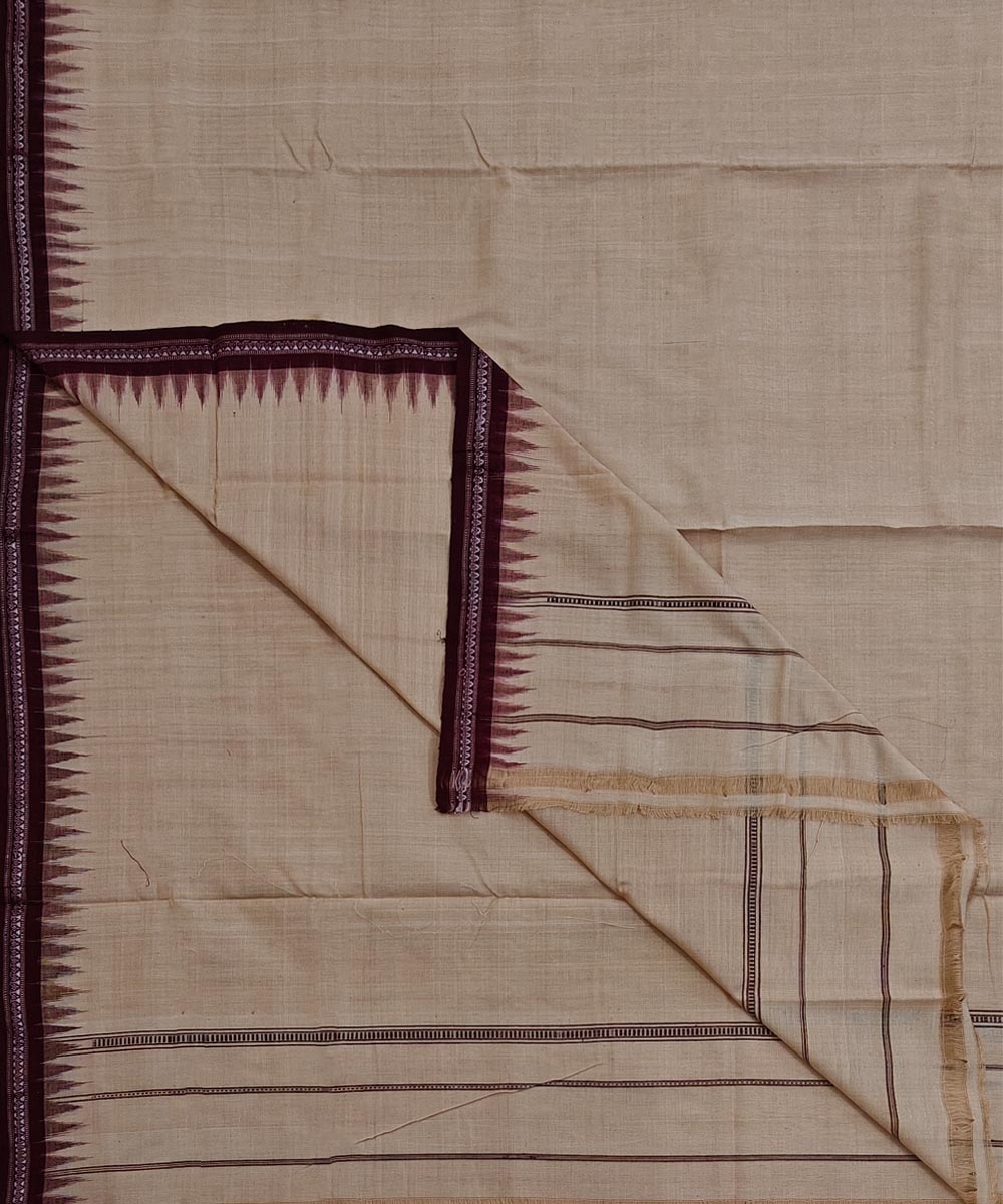Beige Sambalpuri Handwoven Cotton Joda SFSJOD2153