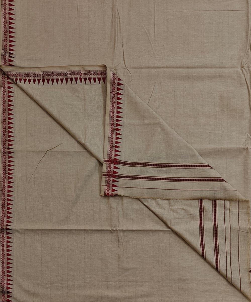 Beige Sambalpuri Handwoven Cotton Joda SFSJOD2163