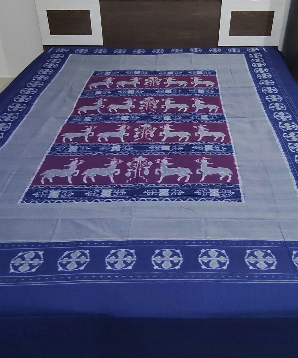 Multicolour Sambalpuri Handwoven Cotton Double Bed Sheet SFCBED0315