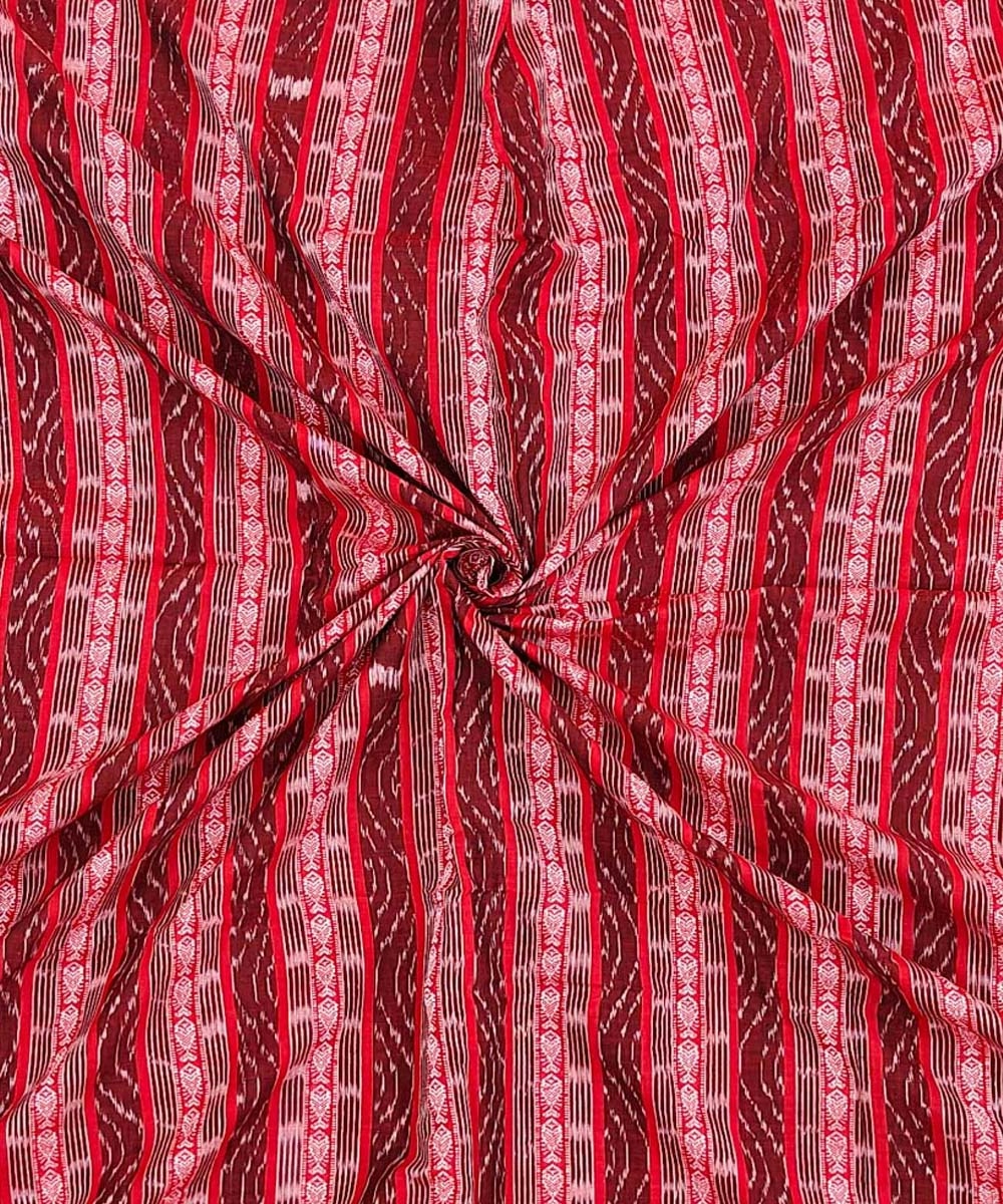 Red Sambalpuri Handwoven Single Ikat Shirting Materials SFCSHI0480