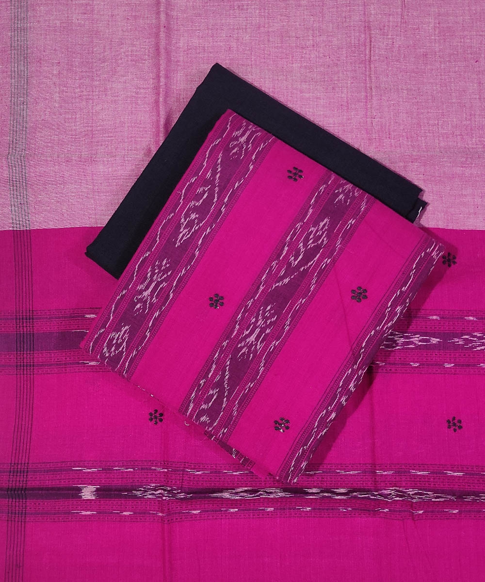 Majenta Black Nuapatna Handwoven Single Ikat Suit Set SFCSUT0695