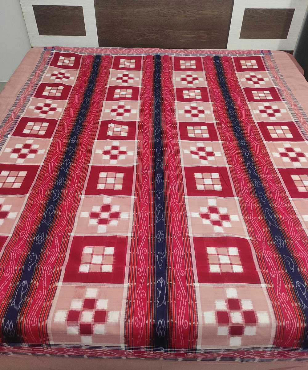 Multicolour Sambalpuri Handwoven Cotton Double Bed Sheet SFCBED0978
